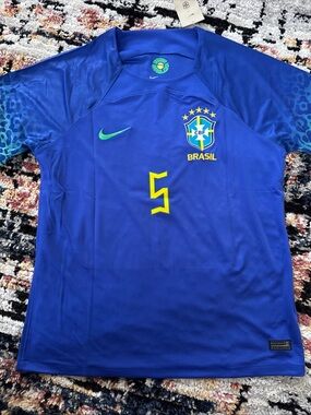 Nike Brazil Soccer Jersey Vintage 2022-23 Away Blue Football Shirt Size 2XL